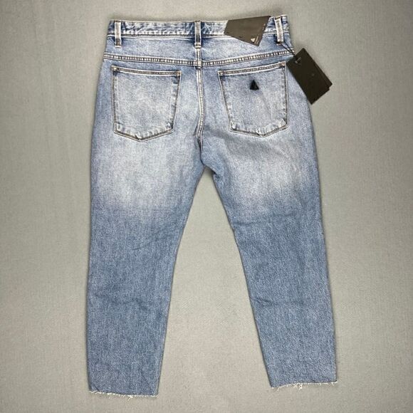 Abrand Jeans Mens 32 Relaxed Slim Taper Ankle Cropped Blue Denim Raw Hem NWT - Picture 2 of 11